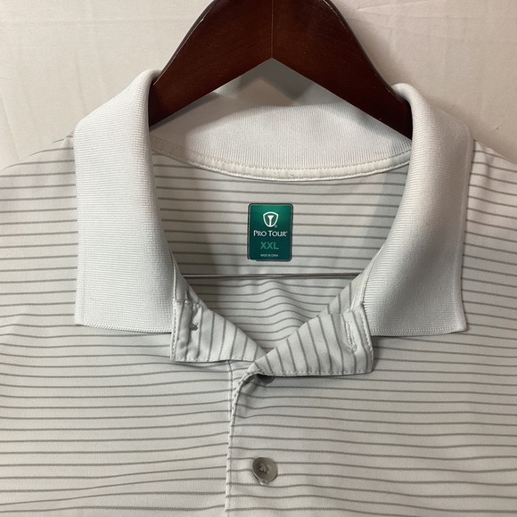 Pro Tour Mens Golf Polo Shirt XXL Striped Short Sleeve Collared Shirt - Picture 10 of 13